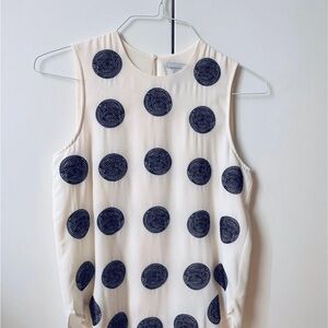 H&M Cream Top with Blue Dots size EUR 36 - EUC
